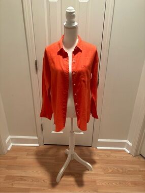 J. Jill Orange Linen Shirt